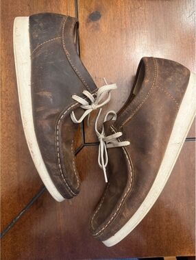 Clarks Originals Brown Distressed Leather Wallabee Moc Toe Shoes Men’s US 9.5